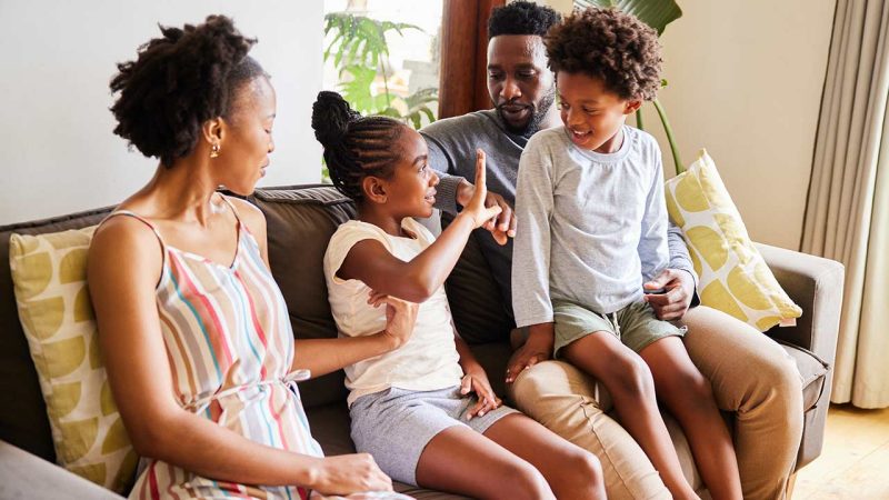 Parents with two children